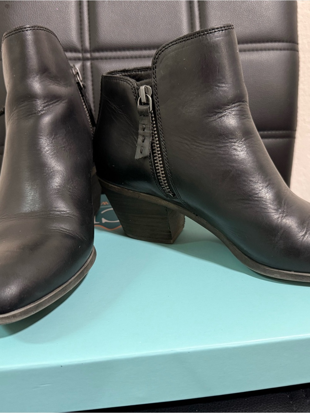 Frye Judith Double Zip Black Leather Ankle Booties